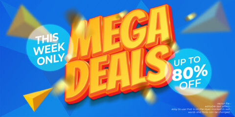 Discount sale promotion banner with 3D style editable text effect