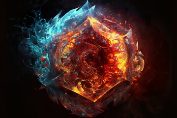 Illustration abstraite du feu et de la glace se faisant face