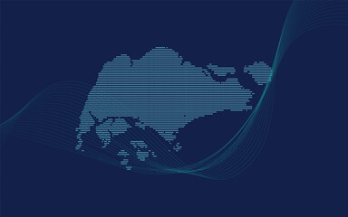 Blue Background Siingapore Dots Map