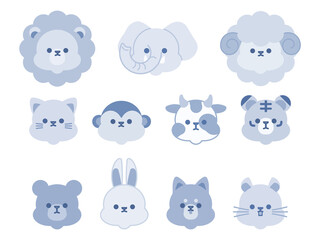 Naklejka premium かわいい動物達のデフォルメイラストセット