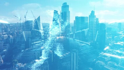 Runner Jogging and technology sport concept. Sports tech. 4k London High Resolution Tech graphic - Powered by Adobe