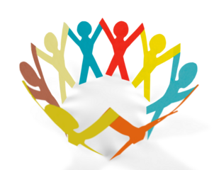 Colorful Paper People in a Circle Holding Hands