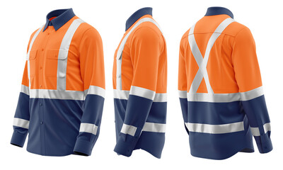 Hi-Vis Work Shirt for Men- Long Sleeves, superb Uniforms & Workwear  orange navy