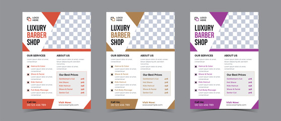 Flyer template design for barber shop business and spa business