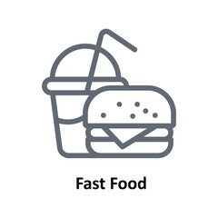 Fast Food Vector Outline Icons. Simple stock illustration stock