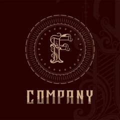 Elegant letter F. Graceful royal style. Calligraphic and Vintage drawn emblem for design, brand name, business card, Restaurant, Boutique, Hotel.