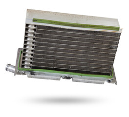 Fototapeta premium Aluminum car interior heater radiator for heating the air in the car.