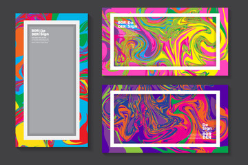 Vector colorful geometric and curve frame and border background pattern for Summer banner and social media story template