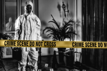 Fototapeta na wymiar Forensics. Collecting Clues from the Crime Scene