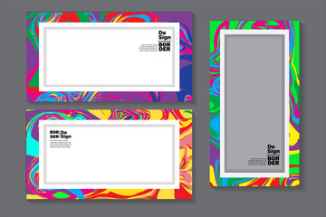 Vector colorful geometric and curve frame and border background pattern for Summer banner and social media story template