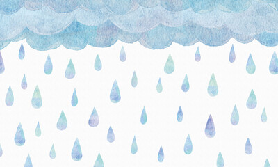 Fototapeta  雨が降る風景の水彩画背景イラスト obraz