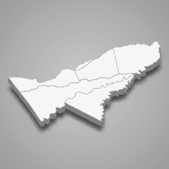 3d isometric map of Pando is a province of Bolivia
