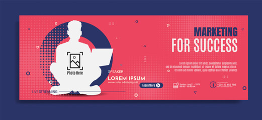 Modern banner template design for business webinar, marketing webinar, online class program, etc