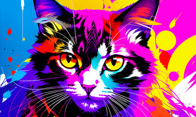 Psychedelic Cat's Abstract Beauty