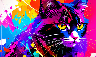 Psychedelic Cat's Abstract Beauty