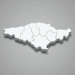 Fototapeta premium 3d isometric map of Silistra is a province of Bulgaria