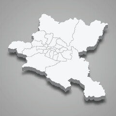 3d isometric map of Sofia City is a province of Bulgaria