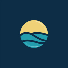 sea wave and sun logo design inspiration.