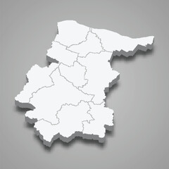 3d isometric map of Vratsa is a province of Bulgaria