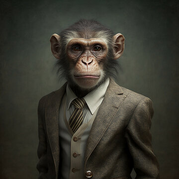 Monkey of a dressed in a formal business suit