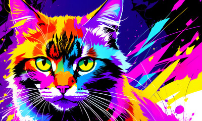 Psychedelic Cat's Abstract Beauty