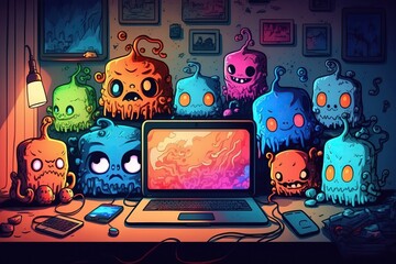 Workplace Doodles graphic artistic design illustration. Creative art background. Generative AI