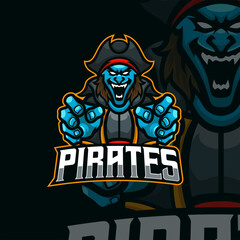 Pirates masscot logo illustration premium vector