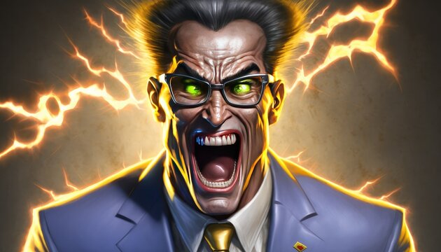 A comical Illustration of a Business Man Yelling