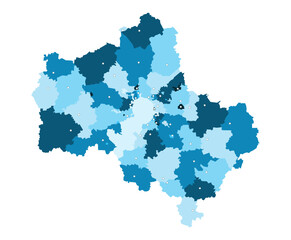 Moscow Region Vector Map (with subdivisions) with major cities mapped (optionally)