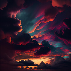 Beautiful view of Clouds in sunset created with Generative AI Technology