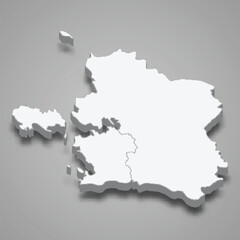 3d isometric map of Laane county is a region of Estonia