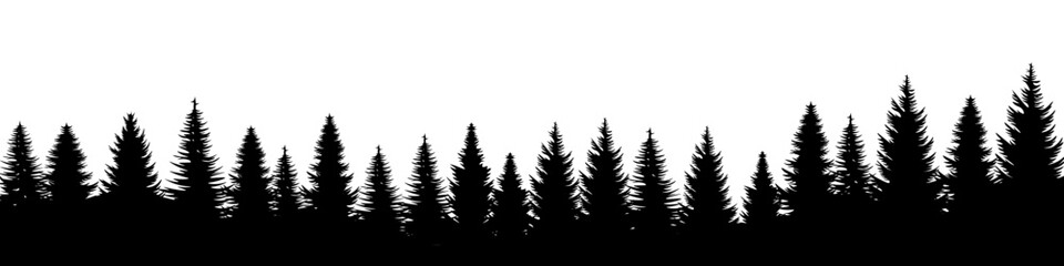 Obraz premium Forest background. Forest silhouette. Vector tree banner.