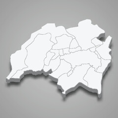 3d isometric map of Solola is a province of Guatemala