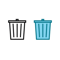 trash can logo icon illustration colorful and outline