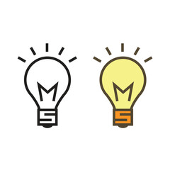 lightbulb logo icon illustration colorful and outline