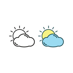 sun and cloud logo icon illustration colorful and outline