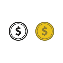 money dollar coin logo icon illustration colorful and outline