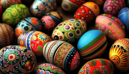 Fototapeta na wymiar Easter Eggs Colorfully Decorated