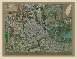 Chiayi City, Taiwan. High-res satellite. Labelled points of cities