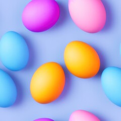 Easter eggs seamless background in pale colors, generative ai