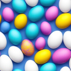 Easter eggs seamless background in pale colors, generative ai