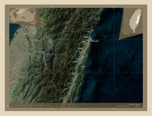 Hualien, Taiwan. High-res satellite. Labelled points of cities
