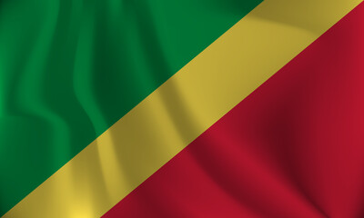 Flag of Republic of the Congo, with a wavy effect due to the wind.