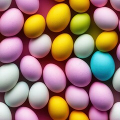 Fototapeta na wymiar Easter eggs seamless background in pale colors, generative ai