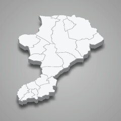 3d isometric map of Intibuca is a province of Honduras