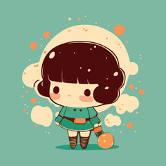 Kawaii girl cartoon style vector illustration