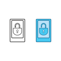 phone lock logo icon illustration colorful and outline