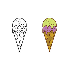 ice cream logo icon illustration colorful and outline