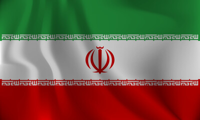 Flag of The Islamic Republic of Iran, with a wavy effect due to the wind.