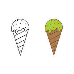 ice cream logo icon illustration colorful and outline